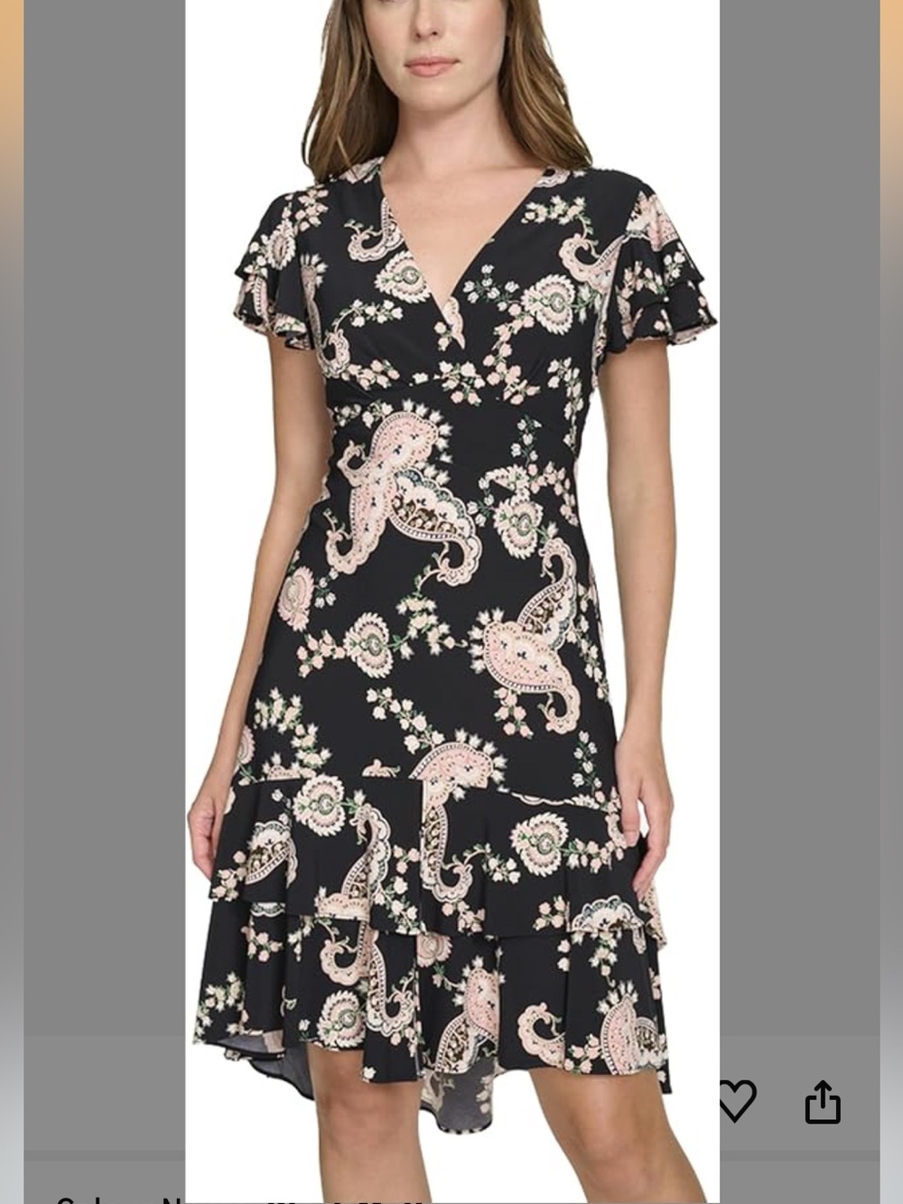 Tommy Hilfiger Black Midi Dress with Pink Paisley & Floral Print